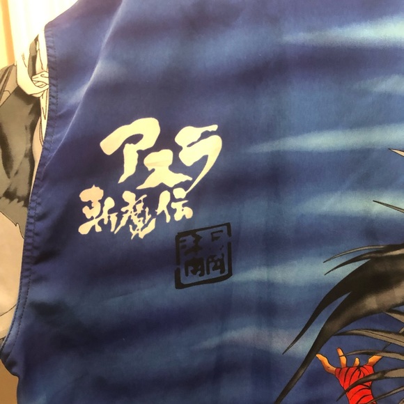 Y2K Vintage Haohmaru Samurai Blue Japanese Anime Button Down Shirt - Picture 6 of 9